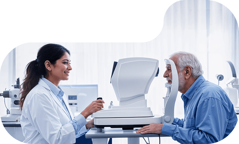 Doctor performing eye exam